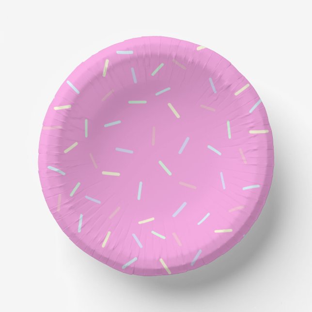 Pink Sprinkles Print Paper Bowl Plate (Front)