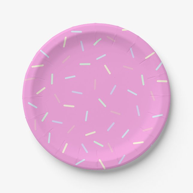 Pink Sprinkles Print Paper Plate (Front)