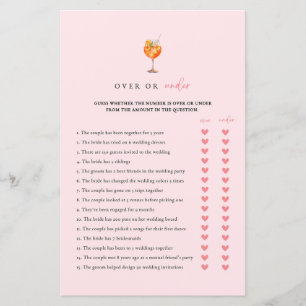 Pink Spritz Over Or Under Bridal Shower Game