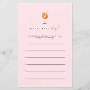 Pink Spritz Where Were They Bridal Shower Game