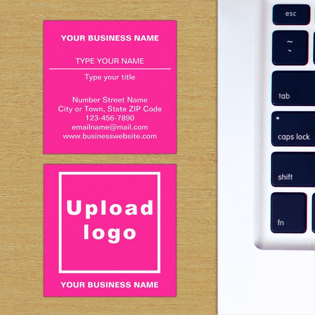 Pink Square Business Card (The front and back of the pink square business card)