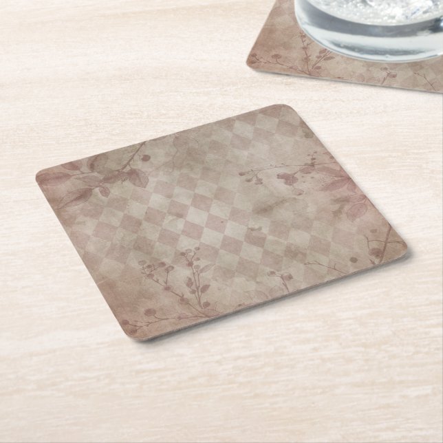 pink square paper coaster (Angled)