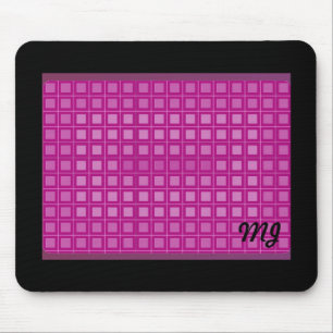 Pink Square Pattern with Initials Mouse Pad