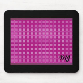 Pink Square Pattern with Initials Mouse Pad
