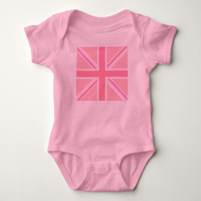 Pink Square Union Jack/Flag Baby Bodysuit (Front)