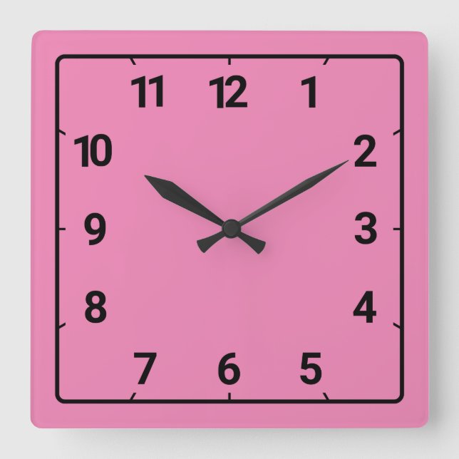Pink Square Wall Clock (Front)