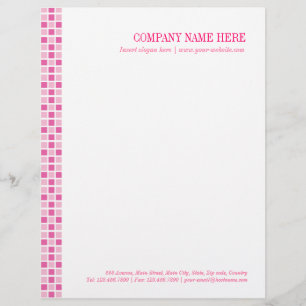 Pink Squares Pattern Letterhead