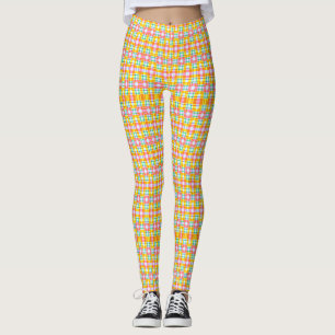 Pink Squares Pattern Spring Colours Leggings