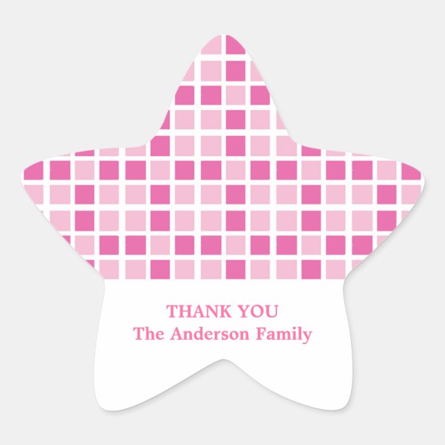 Pink Squares Pattern Star Sticker (Front)