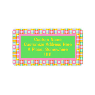 Pink Squares Spring Colours Pattern Address Label