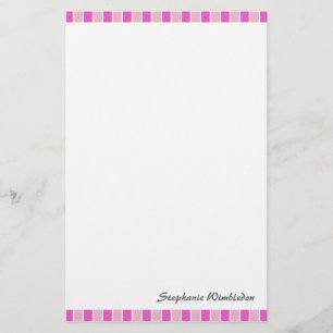 Pink Squares Stationery