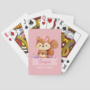 Pink Squirrel Kids Personalized Playing Cards