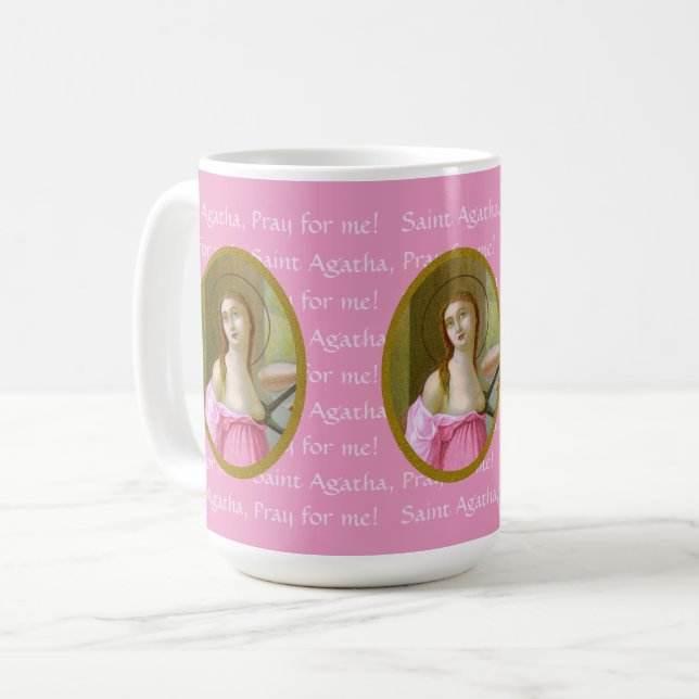 Pink St. Agatha (M 003) 15 oz. Café Mug (Devant gauche)