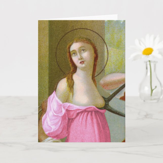 Pink St. Agatha (M 003) Blank Greeting Card (Small Plant)