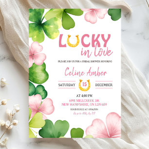 Pink St Patrick Lucky In Love Bridal Shower Invitation