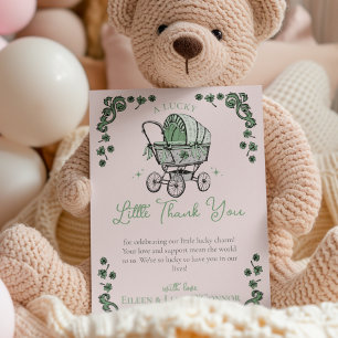 Pink St Patricks Day Baby Shower Thank You Card
