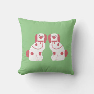 Pink Staffordshire Dogs Throw Pillow