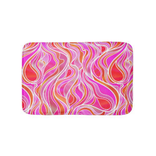 Pink Stained Glass Abstract Bath Mat