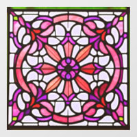 Pink Stained Glass Art Nouveau AI Art Window Cling