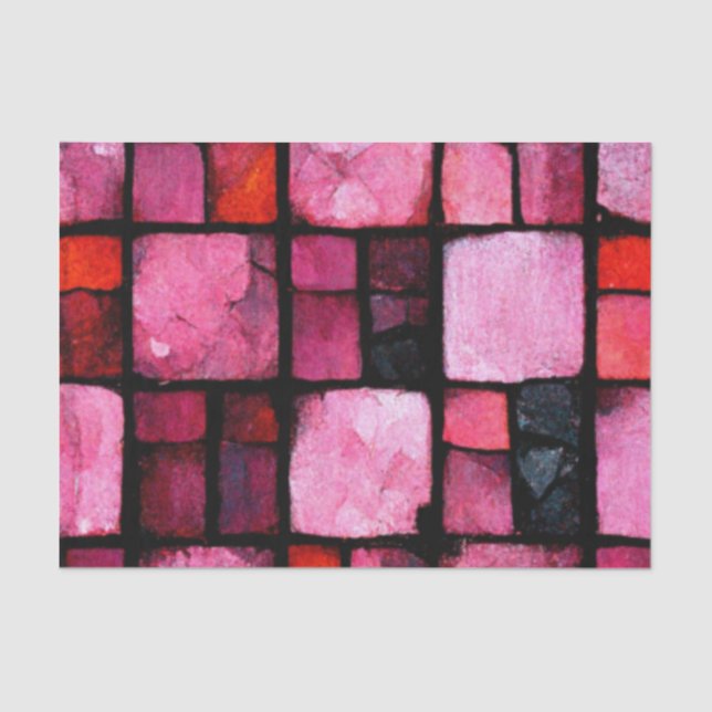 Pink Stained glass Tile Decoupage Tissue Paper (Front)
