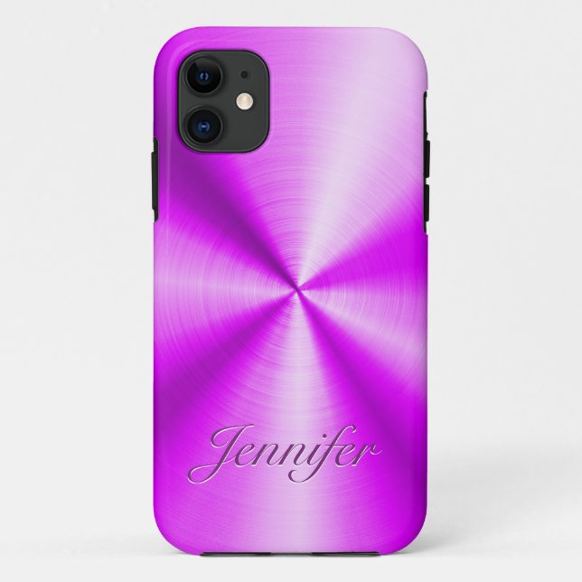 Pink Stainless Steel Shiny Metallic Flowers Case-Mate iPhone Case (Back)