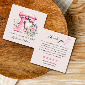 Pink Stand Mixer Bakery Review Request Square Business Card