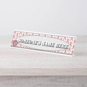 Pink Standard Ribbon by Kenneth Yoncich Desk Name Plate