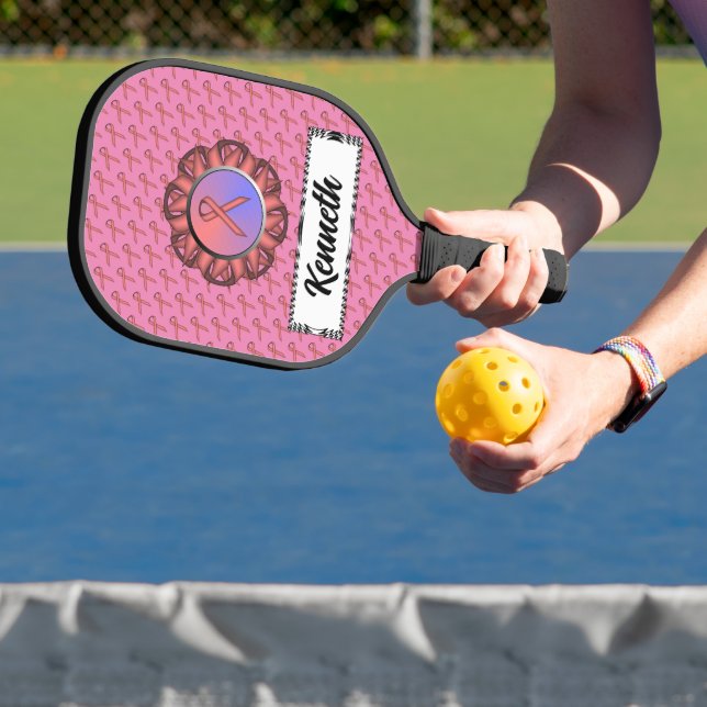 Pink Standard Ribbon by Kenneth Yoncich Pickleball Paddle (Insitu)