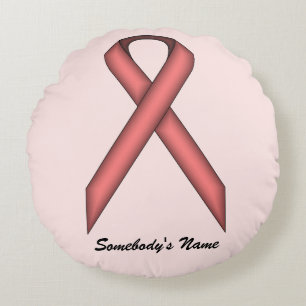 Pink Standard Ribbon by Kenneth Yoncich Round Pillow