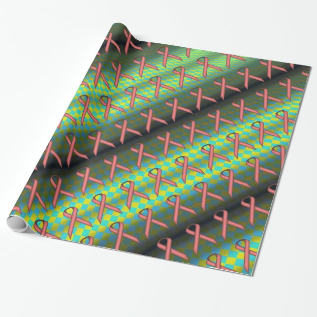 Pink Standard Ribbon Pattern by Kenneth Yoncich Wrapping Paper (Unrolled)