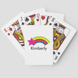 Pink Star and Colourful Rainbow Personalize Playing Cards