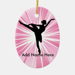 Pink Star Ballerina B Name customizable Ornament