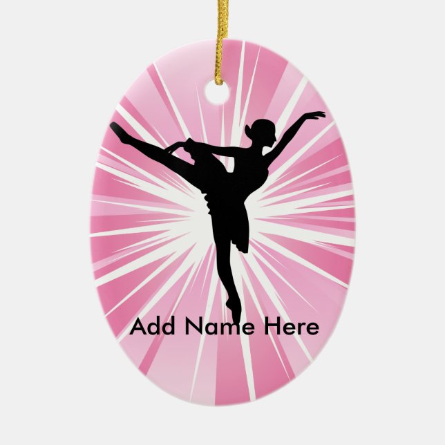 Pink Star Ballerina B Name customizable Ornament (Front)