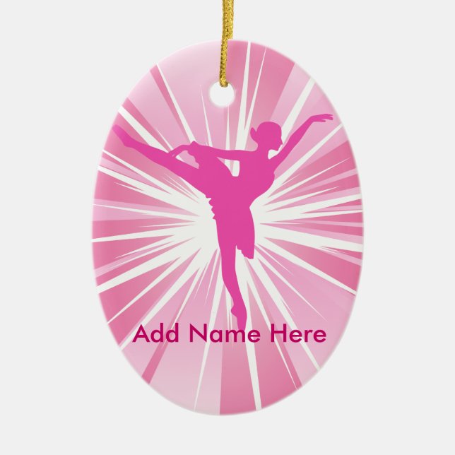 Pink Star Ballerina Name customizable Ornament (Front)