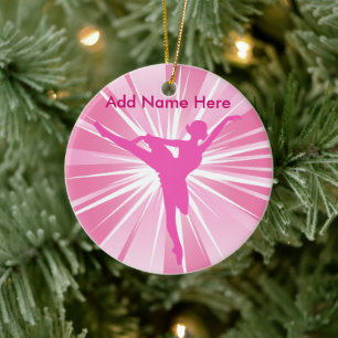 Pink Star Ballerina Name customizable Ornament