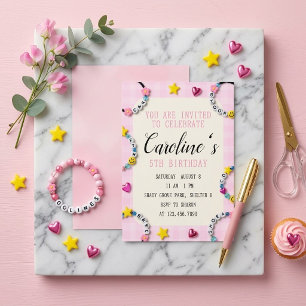 Pink Star Birthday Invitation for Girls