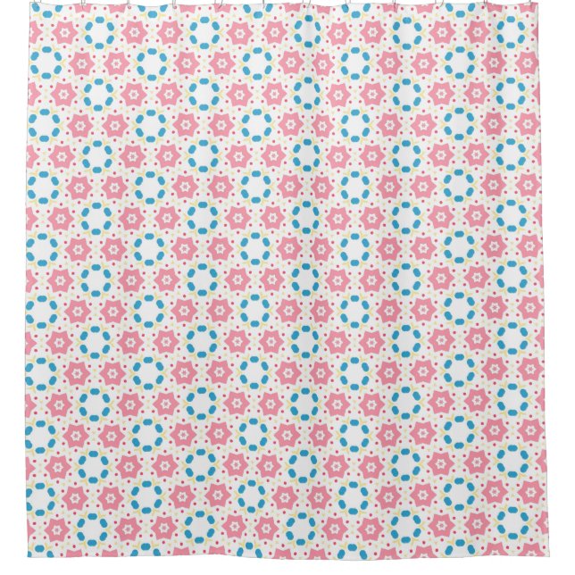 Pink star flower blue dots pattern (Front)