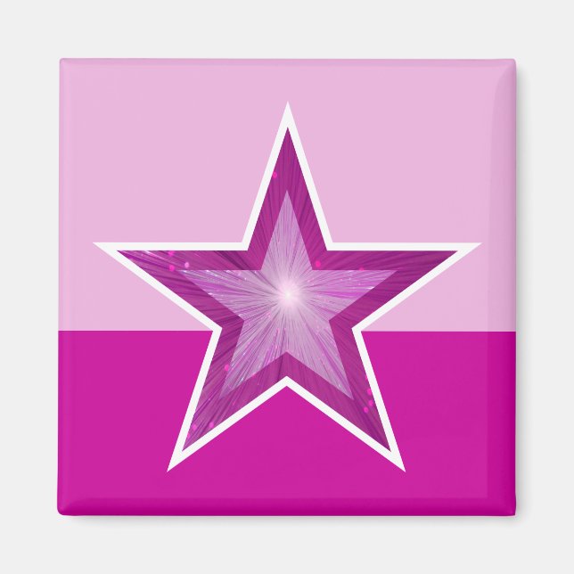 Pink Star fridge magnet square two tone pink (Front)