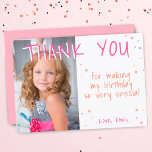 Pink Star Girl Photo Birthday Thank You Card<br><div class="desc">Pink Star Girl Photo Birthday Thank You Card. Cute little colourful stars. Upload your photo and personalize the card with your name and text. Great as thank you card for girls.</div>