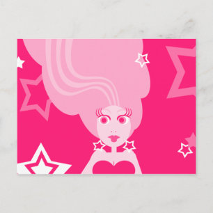 Pink Star Girl Postcard