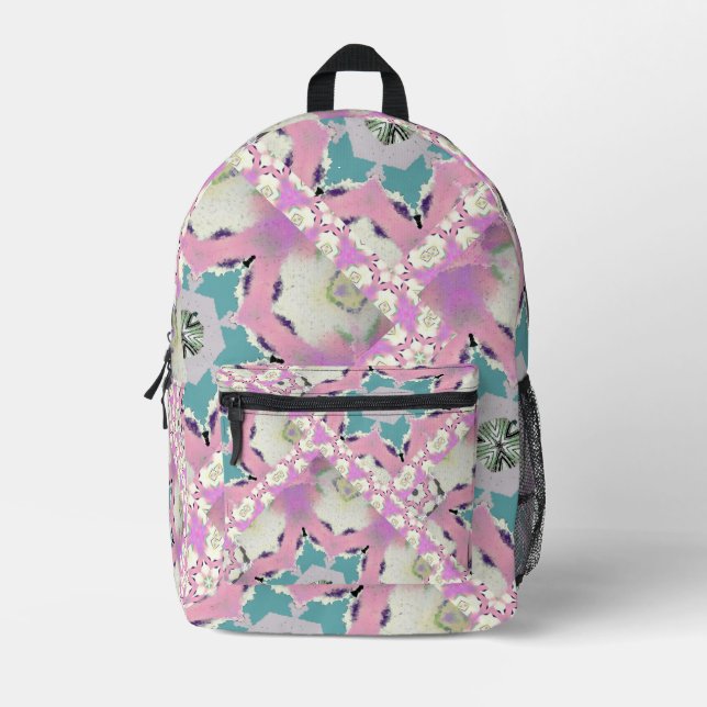 Pink Star Girly Var Printed Backpack (Front)