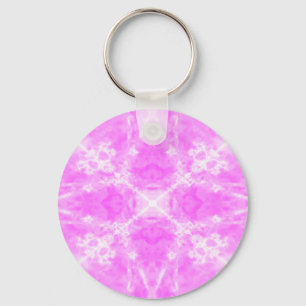 Pink star kaleidoscope pattern keychain