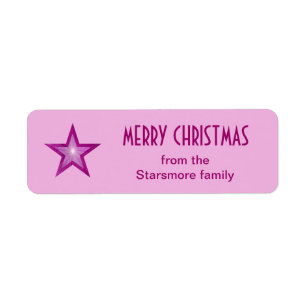 Pink Star 'Merry Christmas' label small pink