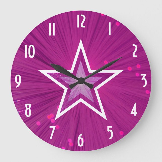 Pink Star 'Numbers' clock round (Front)
