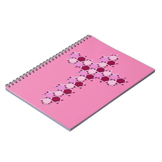 Pink Star of David Cross Optical Illusion Notebook (Left Side)