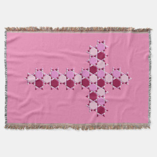 Pink Star of David Cross Optical Illusion Throw Blanket