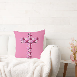Pink Star of David Cross Optical Illusion Throw Pillow