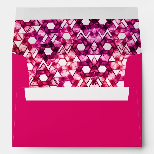 Pink Star of David Damask Envelope (Back (Bottom))