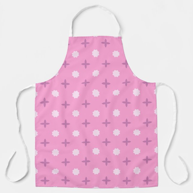 Pink Star Petal Dot Pattern Apron (Front)