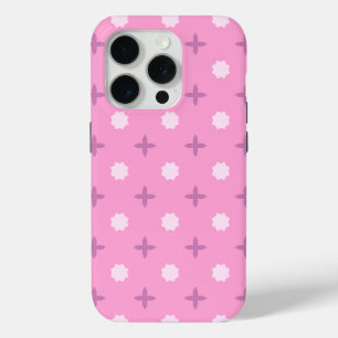 Pink Star Petal Dot Pattern iPhone 15 Pro Case